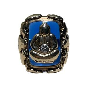 Vintage 10k Gold Buddhist Diamond Ring